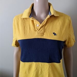 Abercrombie & Fitch Muscle yellow striped polo tshirt, men's small